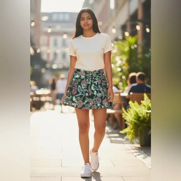 Zara FLORAL PRINT LINEN BLEND MINI SKIRT - SIZE XS - NWT - Picture 3 of 14